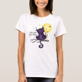 Funny Halloween Black Cat en Magical Moon T-shirt (Voorkant)
