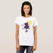 Funny Halloween Black Cat en Magical Moon T-shirt (Voorkant volledig)