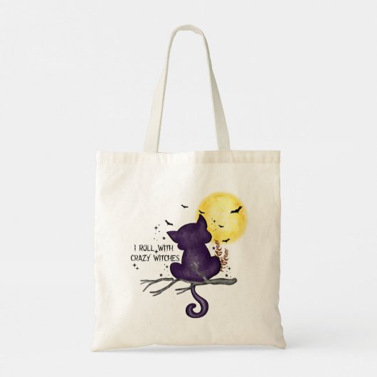 Funny Halloween Black Cat en Magical Moon Tote Bag (Achterkant)