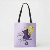 Funny Halloween Black Cat en Magical Moon Tote Bag (Voorkant)