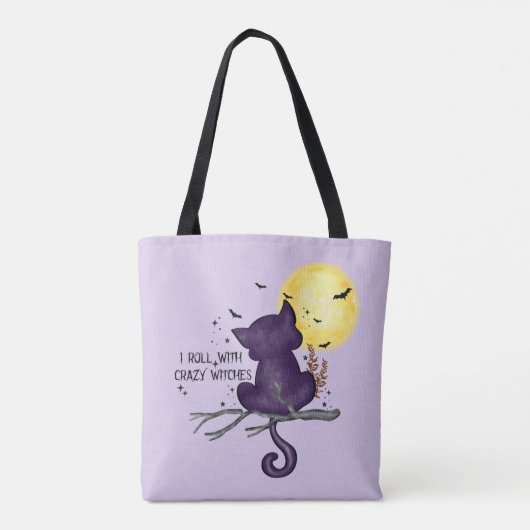 Funny Halloween Black Cat en Magical Moon Tote Bag (Achterkant)