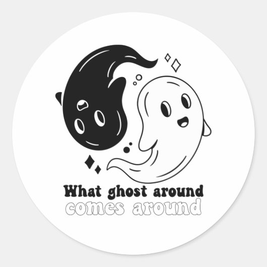 Funny Halloween Boo, wat er rond komt Ronde Sticker (Voorkant)