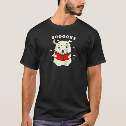 Funny Halloween Books Ghost Reading Library Book T-shirt (Voorkant)