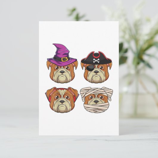 Funny Halloween Bulldog Dog - Dogs Lover Costume RSVP Kaartje (Staand voorkant)