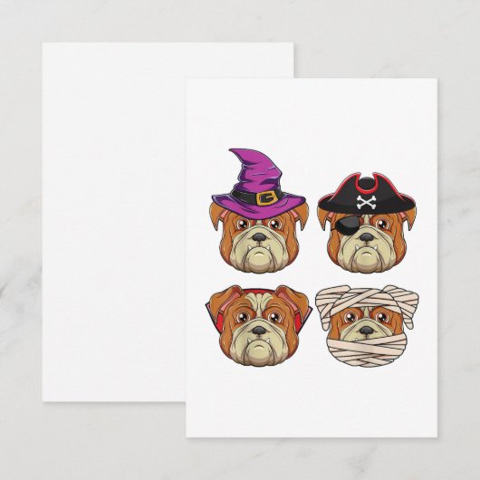 Funny Halloween Bulldog Dog - Dogs Lover Costume RSVP Kaartje (Voorkant / Achterkant)