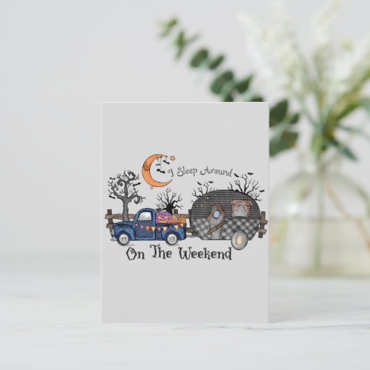 Funny Halloween Camping Briefkaart (Staand voorkant)