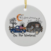 Funny Halloween Camping Keramisch Ornament (Voorkant)