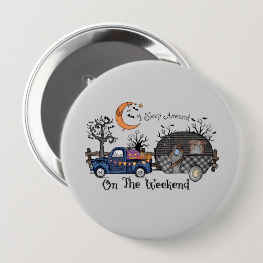 Funny Halloween Camping Ronde Button 4,0 Cm (Voorkant /achterkant)