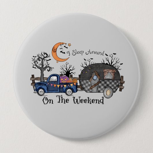 Funny Halloween Camping Ronde Button 4,0 Cm (Voorkant)