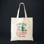 Funny Halloween Candy Lover Witch Cute Tote Bag<br><div class="desc">A cute and funny Halloween illustration featuring a flying witch and colorful candy lettering. A playful spooky season design celebrating sweet treats, trick-or-treat fun, and festive Halloween vibes.</div>
