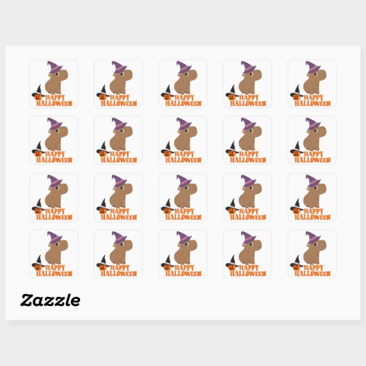 Funny Halloween Capybara Vierkante Sticker (Vel)