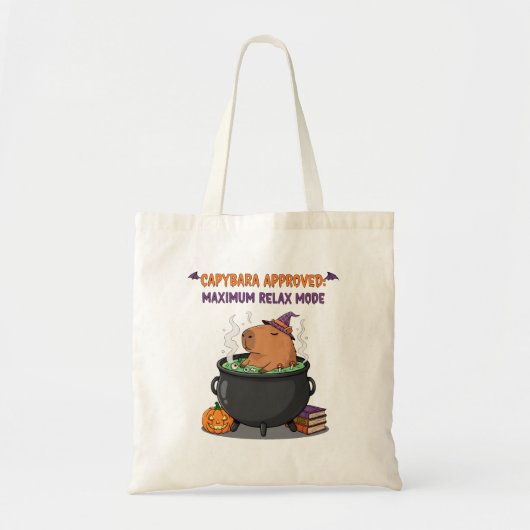 Funny Halloween Capybara Witch Wizard Cauldron Tote Bag (Voorkant)