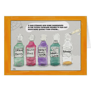 Funny Halloween Cartoon Wenskaart: Potions..