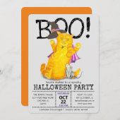 Funny Halloween Cat and Mouse Party Invitation Kaart (Voorkant / Achterkant)