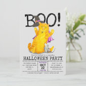 Funny Halloween Cat and Mouse Party Invitation Kaart (Staand voorkant)