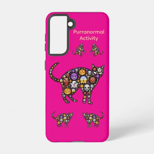 Funny Halloween Cat Galaxy Case – Fuchsia Samsung Galaxy Hoesje (Achterkant)