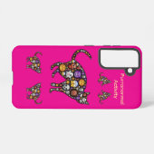 Funny Halloween Cat Galaxy Case – Fuchsia Samsung Galaxy Hoesje (Achterkant horizontaal)