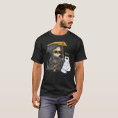Funny Halloween Cat Grim Reaper Ghost Angle Kitten T-shirt (Voorkant volledig)