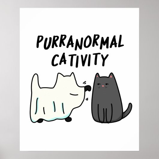 Funny Halloween Cat Pun Poster (Voorkant)
