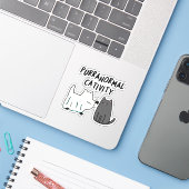 Funny Halloween Cat Pun Sticker (Laptop met iPhone)