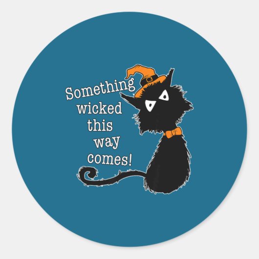 Funny Halloween Cat - Shakespeare Macbeth Quote  Ronde Sticker (Voorkant)