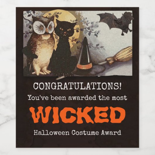 Funny Halloween Costume Award - Wijnlabel Wijn Etiket (Enkel label)