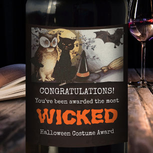 Funny Halloween Costume Award - Wijnlabel Wijn Etiket
