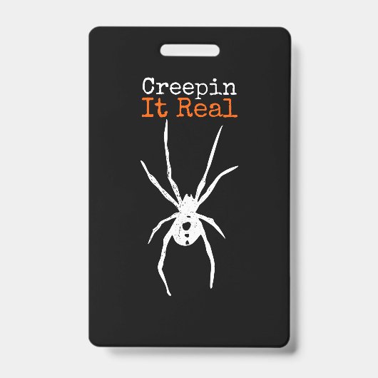 Funny Halloween Costume - Creepin It Real Spider Badge (Voorkant)