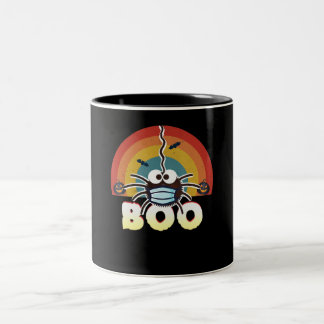 Funny Halloween Costume Spider Wearing Mask Boo Tweekleurige Koffiemok