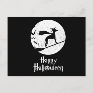 Funny Halloween Costume Witch WHIPPET Hondenliefhe Briefkaart