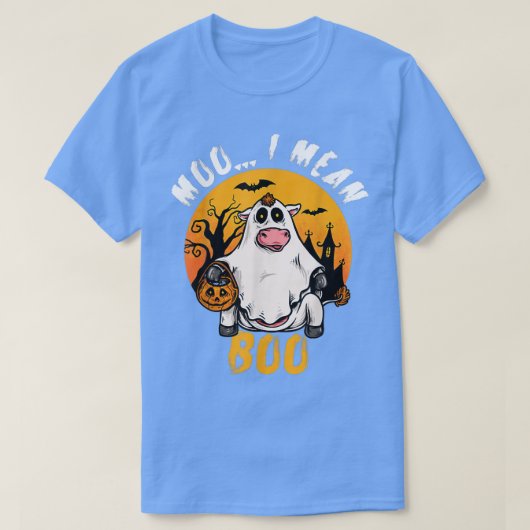 Funny Halloween Cow Moo I Mean Boo Pumpkin Farmer  T-shirt (Design voorkant)