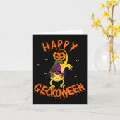 Funny Halloween Cute Crested Eyelash Gecko Pumpkin Kaart (Gele Bloem)
