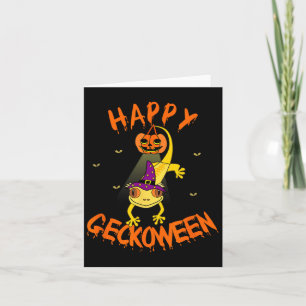 Funny Halloween Cute Crested Eyelash Gecko Pumpkin Kaart