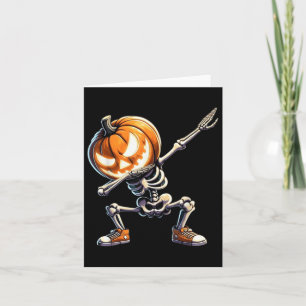 Funny Halloween Dabbing Skeleton met pompoenkop Kaart