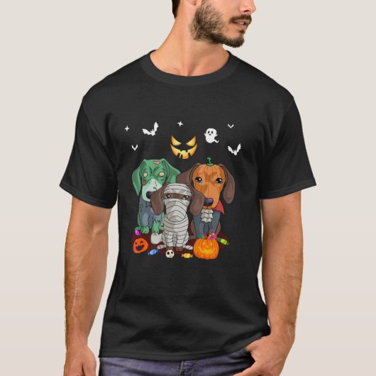 Funny Halloween Dachshund Halloweiner Dog Lover Mo T-shirt (Voorkant)
