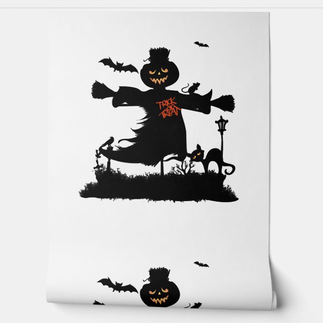 Funny halloween design met scarecrow behang (Afrollen)
