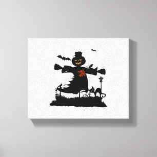 Funny halloween design met scarecrow canvas afdruk