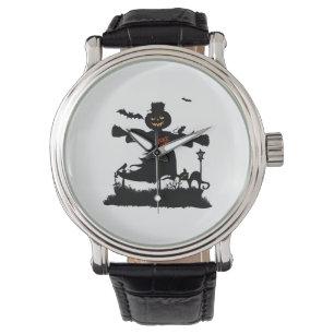 Funny halloween design met scarecrow horloge