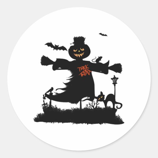 Funny halloween design met scarecrow ronde sticker (Voorkant)