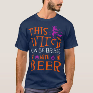 Funny Halloween Deze heks kan met bier worden gekl T-shirt