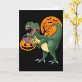 Funny Halloween Dinosaur Pumpkin Y T Rex Boys Kids Kaart (Gele Bloem)