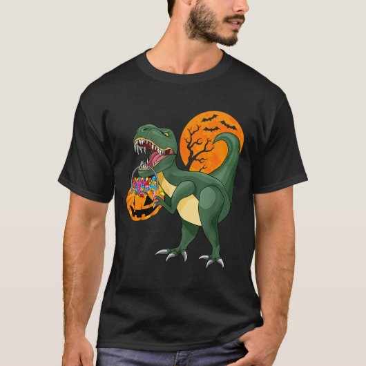 Funny Halloween Dinosaur Pumpkin Y T Rex Boys Kids T-shirt (Voorkant)