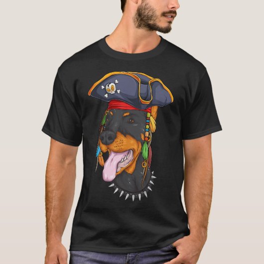 Funny Halloween Doberman Costume Scary Pirate Pet T-shirt (Voorkant)