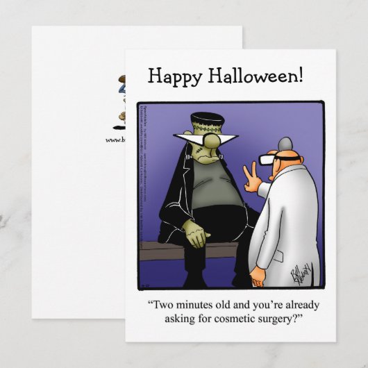 Funny Halloween Flat Wenskaart (Voorkant / Achterkant)