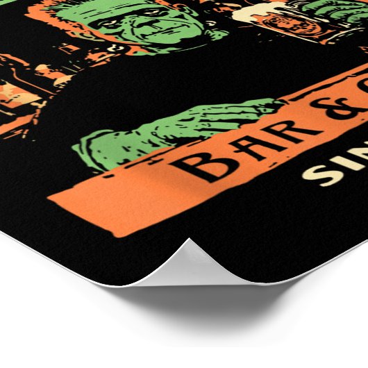 Funny Halloween Frank And Stein's Bar Grill  Poster (Hoek)