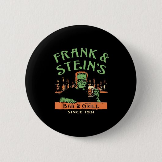 Funny Halloween Frank And Stein's Bar Grill Ronde Button 5,7 Cm (Voorkant)