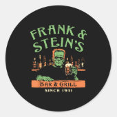 Funny Halloween Frank And Stein's Bar Grill  Ronde Sticker (Voorkant)