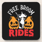 Funny Halloween Free Broom Rides Witch Pumpkins Bier Onderzetter (Voorkant)