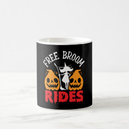 Funny Halloween Free Broom Rides Witch Pumpkins Koffiemok