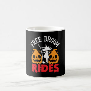 Funny Halloween Free Broom Rides Witch Pumpkins Koffiemok